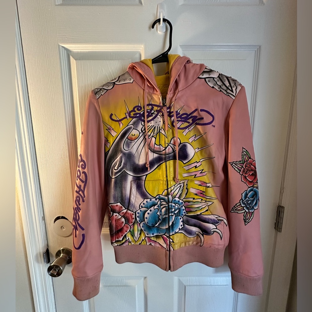 Authentic Vintage Ed Hardy leather jacket
